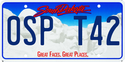 SD license plate 0SPT42