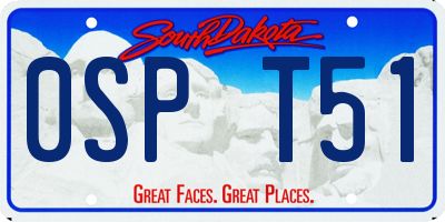 SD license plate 0SPT51