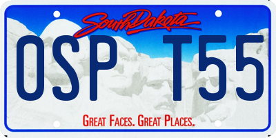 SD license plate 0SPT55
