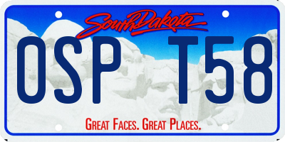 SD license plate 0SPT58