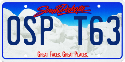 SD license plate 0SPT63