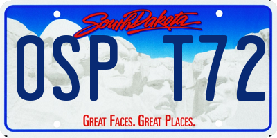 SD license plate 0SPT72