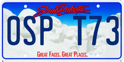 SD license plate 0SPT73
