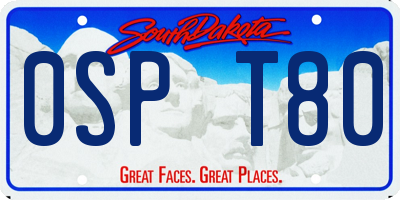 SD license plate 0SPT80
