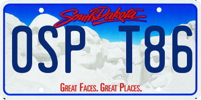 SD license plate 0SPT86