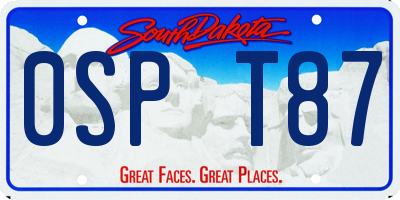 SD license plate 0SPT87