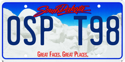 SD license plate 0SPT98