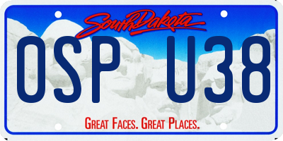 SD license plate 0SPU38