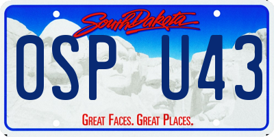 SD license plate 0SPU43