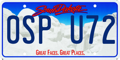 SD license plate 0SPU72
