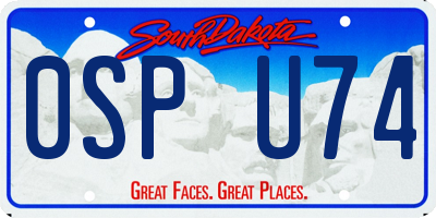 SD license plate 0SPU74