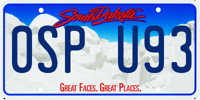 SD license plate 0SPU93