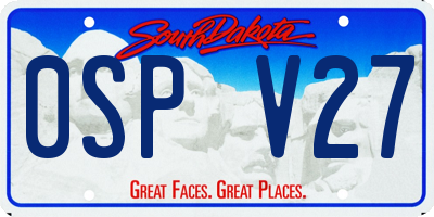 SD license plate 0SPV27
