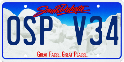 SD license plate 0SPV34