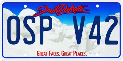SD license plate 0SPV42