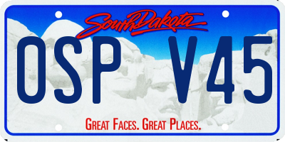 SD license plate 0SPV45