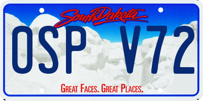 SD license plate 0SPV72