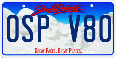 SD license plate 0SPV80