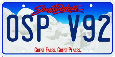 SD license plate 0SPV92