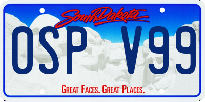 SD license plate 0SPV99