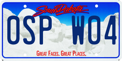 SD license plate 0SPW04