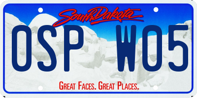SD license plate 0SPW05