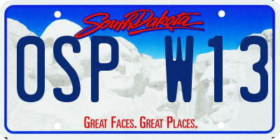 SD license plate 0SPW13