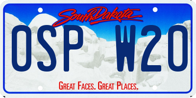 SD license plate 0SPW20