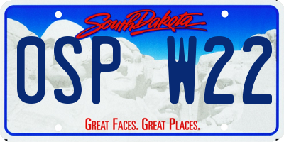 SD license plate 0SPW22