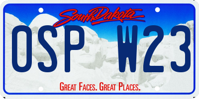 SD license plate 0SPW23