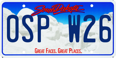 SD license plate 0SPW26