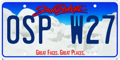 SD license plate 0SPW27