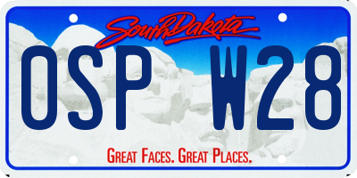 SD license plate 0SPW28