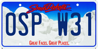 SD license plate 0SPW31