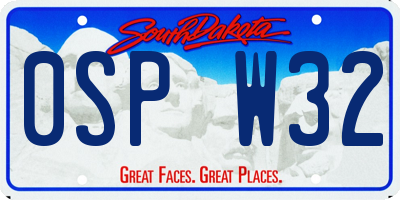SD license plate 0SPW32