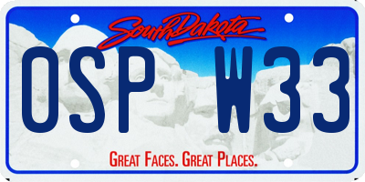 SD license plate 0SPW33