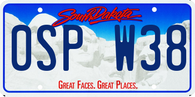 SD license plate 0SPW38