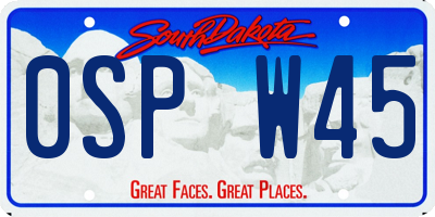 SD license plate 0SPW45