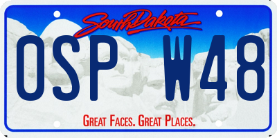 SD license plate 0SPW48
