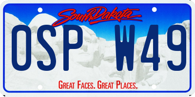 SD license plate 0SPW49