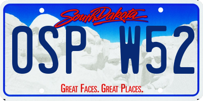 SD license plate 0SPW52