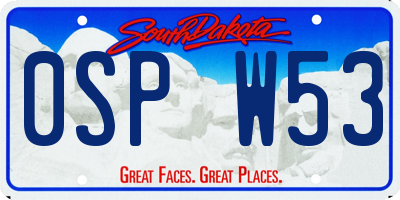 SD license plate 0SPW53