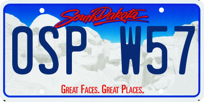 SD license plate 0SPW57