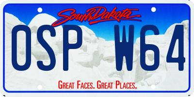 SD license plate 0SPW64