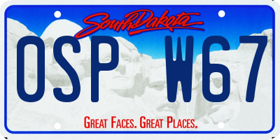 SD license plate 0SPW67