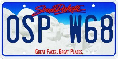 SD license plate 0SPW68
