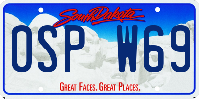 SD license plate 0SPW69