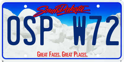 SD license plate 0SPW72