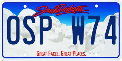 SD license plate 0SPW74