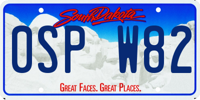 SD license plate 0SPW82